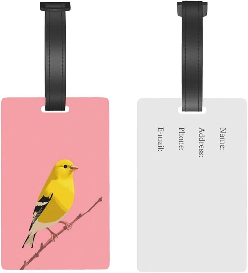 علامات الأمتعة الصفراء الطائر الوردي البسيطة ملصقات اسم معرف الأمتعة لحقائب السفر والرحلات البحرية - Image 5